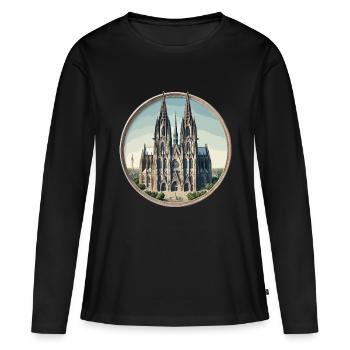 Cathédrale de Cologne - T-shirt manches longues Premium bio Femme - noir - Devant - Julia (174cm)
