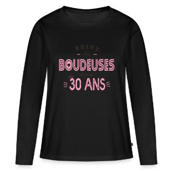 30 ans anniversaire reine des boudeuses - T-shirt manches longues Premium bio Femme - noir - Devant - Julia (174cm)