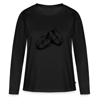 Grain de café - T-shirt manches longues Premium bio Femme - noir - Devant - Julia (174cm)