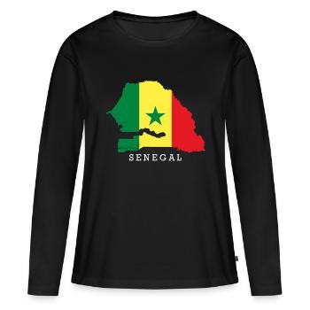Sénégal - T-shirt manches longues Premium bio Femme - noir - Devant - Julia (174cm)