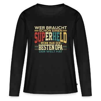 Bester Opa der Welt Großvater Herren - Frauen Premium Bio Langarmshirt - Schwarz - Vorne - Julia (174cm)