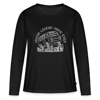 UDSSR LEGEND SINCE EVER - Frauen Premium Bio Langarmshirt - Schwarz - Vorne - Julia (174cm)