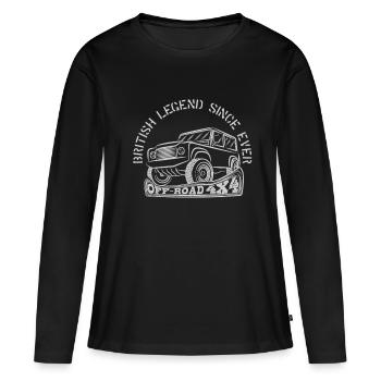 BRITISH LEGEND SINCE EVER - Frauen Premium Bio Langarmshirt - Schwarz - Vorne - Julia (174cm)