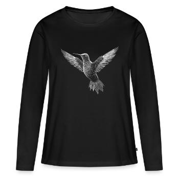 Colibri, oiseau mignon en code ASCII - T-shirt manches longues Premium bio Femme - noir - Devant - Julia (174cm)