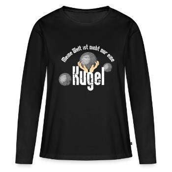Boule..meine Welt ist nicht nur eine Kugel - Frauen Premium Bio Langarmshirt - Schwarz - Vorne - Julia (174cm)