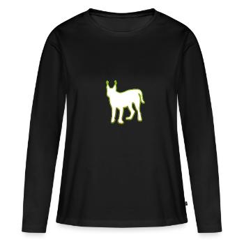 Luchs - Frauen Premium Bio Langarmshirt - Schwarz - Vorne - Julia (174cm)