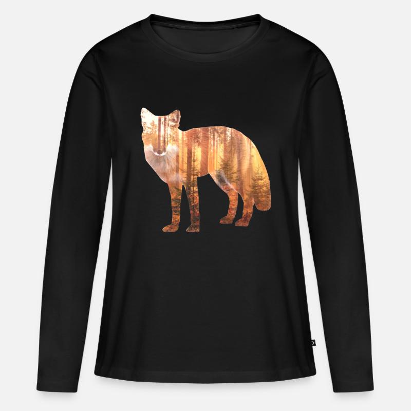 Fuchs Wald Geschenk Geschenkidee - Frauen Premium Bio Langarmshirt - Schwarz