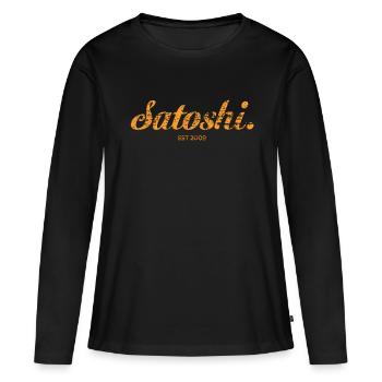 Satoshi Bitcoin Hodl - Frauen Premium Bio Langarmshirt - Schwarz - Vorne - Julia (174cm)