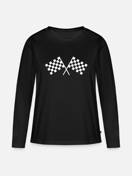Autorennen Flaggen - Frauen Premium Bio Langarmshirt - Schwarz