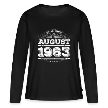 Established in August 1963 - Frauen Premium Bio Langarmshirt - Schwarz - Vorne - Julia (174cm)