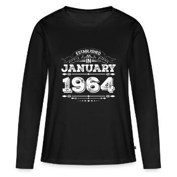 Established in January 1964 - Frauen Premium Bio Langarmshirt - Schwarz - Vorne - Julia (174cm)