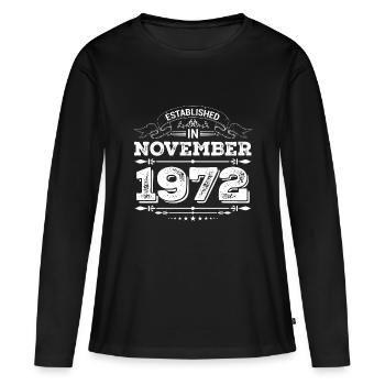 Established in November 1972 - Frauen Premium Bio Langarmshirt - Schwarz - Vorne - Julia (174cm)
