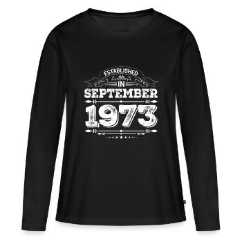 Established in September 1973 - Frauen Premium Bio Langarmshirt - Schwarz - Vorne - Julia (174cm)