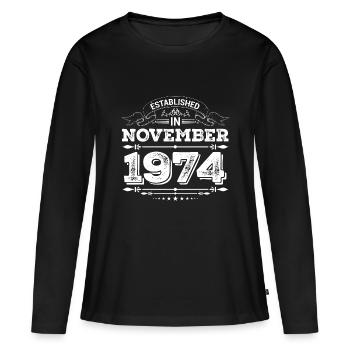 Established in November 1974 - Frauen Premium Bio Langarmshirt - Schwarz - Vorne - Julia (174cm)