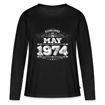Established in May 1974 - Frauen Premium Bio Langarmshirt - Schwarz - Vorne - Julia (174cm)