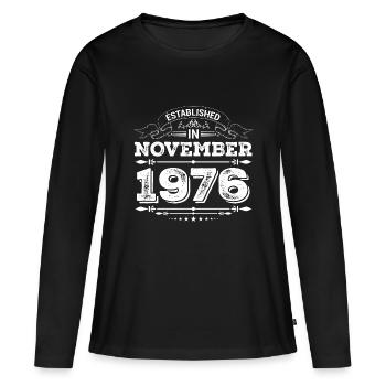 Established in November 1976 - Frauen Premium Bio Langarmshirt - Schwarz - Vorne - Julia (174cm)