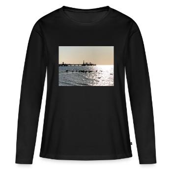 Mer Baltique - T-shirt manches longues Premium bio Femme - noir - Devant - Julia (174cm)