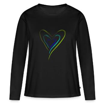 Herzen - Frauen Premium Bio Langarmshirt - Schwarz - Vorne - Julia (174cm)