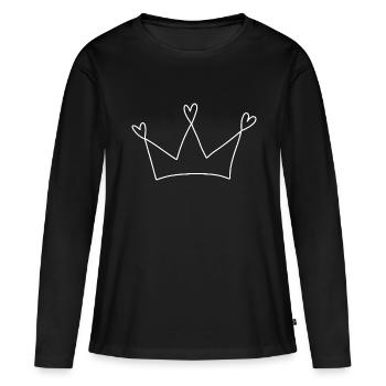 Couronne lumineuse minimaliste mignon effrayant - T-shirt manches longues Premium bio Femme - noir - Devant - Julia (174cm)