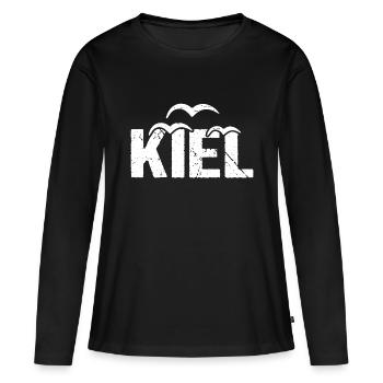 Mouette de Kiel Ville hanséatique de Kiel - T-shirt manches longues Premium bio Femme - noir - Devant - Julia (174cm)