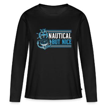 Métier de marin Matelot Voile en mer - T-shirt manches longues Premium bio Femme - noir - Devant - Julia (174cm)