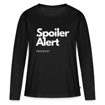 Spoiler Alert Conception enceinte - T-shirt manches longues Premium bio Femme - noir - Devant - Julia (174cm)