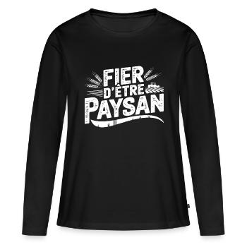 Paysan et fier - T-shirt manches longues Premium bio Femme - noir - Devant - Julia (174cm)