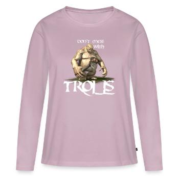 Troll - Ne plaisante pas avec les Trolls - Warrior Gamer Mot - T-shirt manches longues Premium bio Femme - rose poudré - Devant - Julia (174cm)