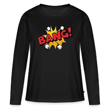 Bang ! Comic Sprechblase - Frauen Premium Bio Langarmshirt - Schwarz - Vorne - Julia (174cm)