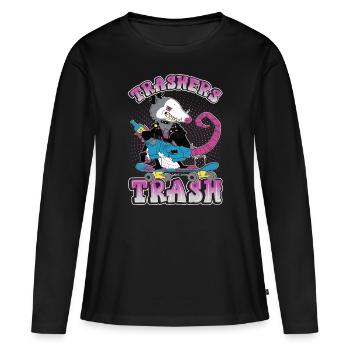 Trashers Trash - Opposum - Skater - Skateboard - T-shirt manches longues Premium bio Femme - noir - Devant - Julia (174cm)