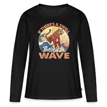 S’il y a une volonté, il y a une vague - Tiger - Surf - T-shirt manches longues Premium bio Femme - noir - Devant - Julia (174cm)