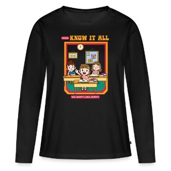 Miss Know It All - Nous ne t’aimons pas Jenny - T-shirt manches longues Premium bio Femme - noir - Devant - Julia (174cm)