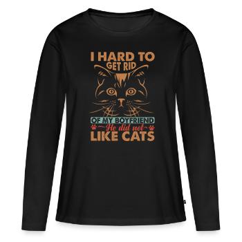 Je devais me débarrasser de mon petit ami - Cat Jokes - T-shirt manches longues Premium bio Femme - noir - Devant - Julia (174cm)