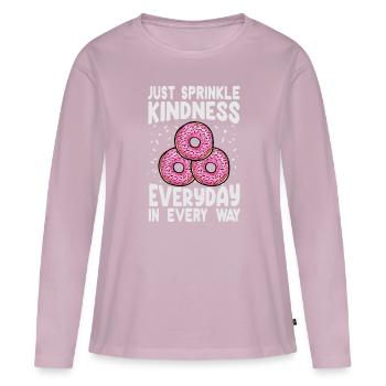 Saupoudrez simplement la gentillesse tous les jours de toutes les manières - Swe - T-shirt manches longues Premium bio Femme - rose poudré - Devant - Julia (174cm)