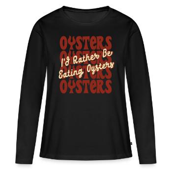 Manger des huîtres et boire du vin - T-shirt manches longues Premium bio Femme - noir - Devant - Julia (174cm)