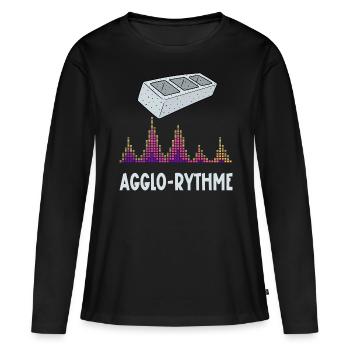 agglo-rythme - T-shirt manches longues Premium bio Femme - noir - Devant - Julia (174cm)