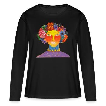 Anna Version imprimable - T-shirt manches longues Premium bio Femme - noir - Devant - Julia (174cm)