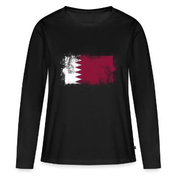 Qatar - T-shirt manches longues Premium bio Femme - noir - Devant - Julia (174cm)