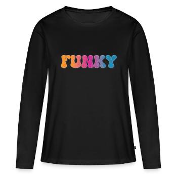 Funky Rétro - T-shirt manches longues Premium bio Femme - noir - Devant - Julia (174cm)