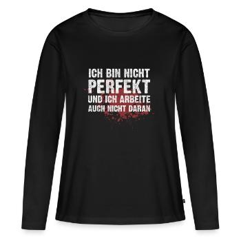 Ich bin nicht perfekt - Frauen Premium Bio Langarmshirt - Schwarz - Vorne - Julia (174cm)
