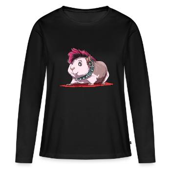 Meerschweinchen als Punker - Frauen Premium Bio Langarmshirt - Schwarz - Vorne - Julia (174cm)