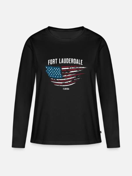 Fort Lauderdale - Frauen Premium Bio Langarmshirt - Schwarz