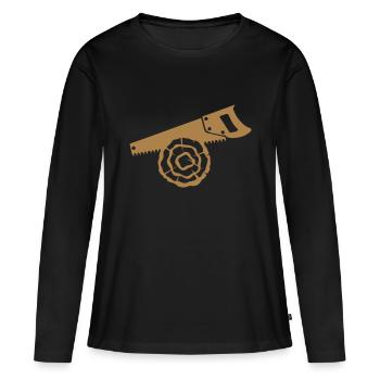 saw wood log branch - Women's Premium Organic Long Sleeve Shirt - black - Front - Julia (174cm)