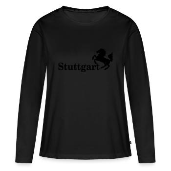 Stuttgart - Frauen Premium Bio Langarmshirt - Schwarz - Vorne - Julia (174cm)