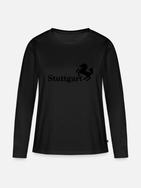 Stuttgart - Frauen Premium Bio Langarmshirt - Schwarz