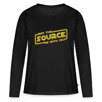 Que la source soit avec vous | Programmeur codeur - T-shirt manches longues Premium bio Femme - noir - Devant - Julia (174cm)