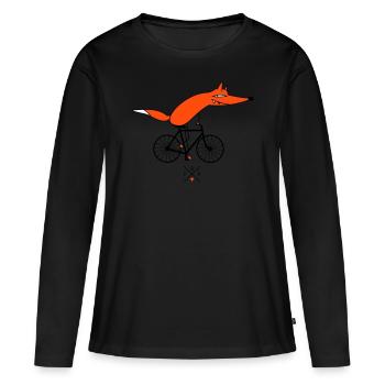 schlauer Fahrradfahrer - Frauen Premium Bio Langarmshirt - Schwarz - Vorne - Julia (174cm)