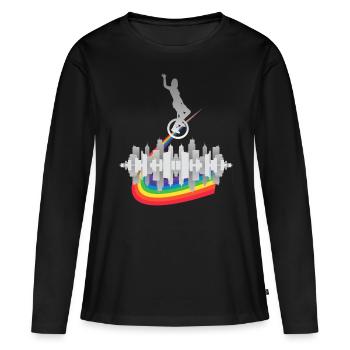 einrad einradartist unicycle einradfahrerin - Frauen Premium Bio Langarmshirt - Schwarz - Vorne - Julia (174cm)