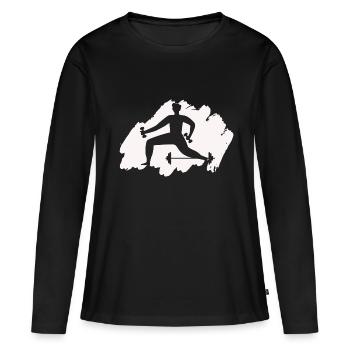 Musculation Haltérophilie Fitness Workout - T-shirt manches longues Premium bio Femme - noir - Devant - Julia (174cm)