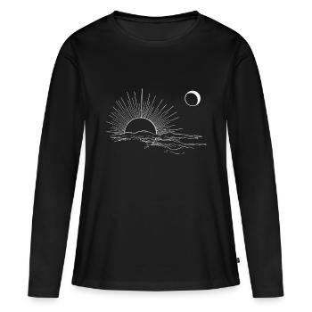 Soleil levant Lune jour et nuit - T-shirt manches longues Premium bio Femme - noir - Devant - Julia (174cm)